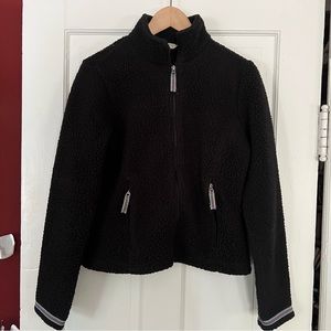 LL BEAN Black Teddy Bear Zip Up Fleece in Size XS
